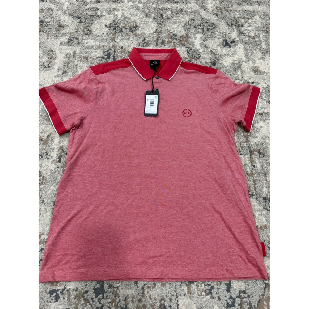 Armani Exchange Mens Red Heathered Short Sleeve Polo Shirt 8NZF76 Z8M5Z Size L
